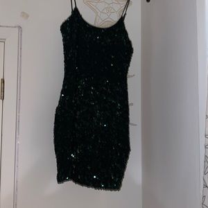 Lucy in the sky velvet green sequin bodycon dress size 2